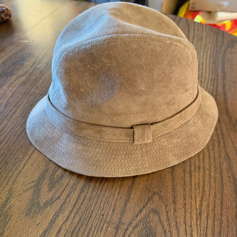 Vintage Suede Bucket Hat Large Brown Made in USA 90s Streetwear‎ Totes Retro
